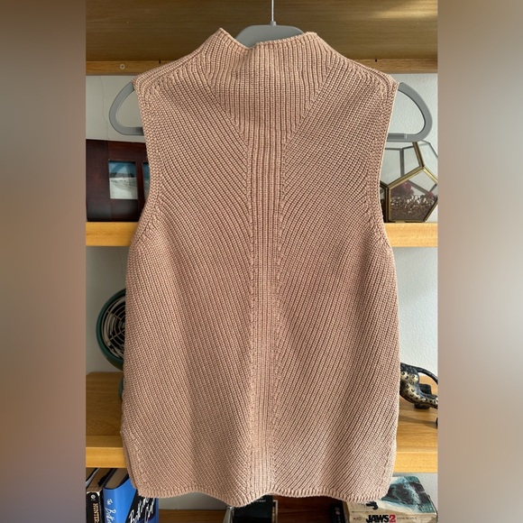 Max Studio Camel Sleeveless Mock Neck Knit Sweater - 100% Cotton - size S - Picture 3 of 4